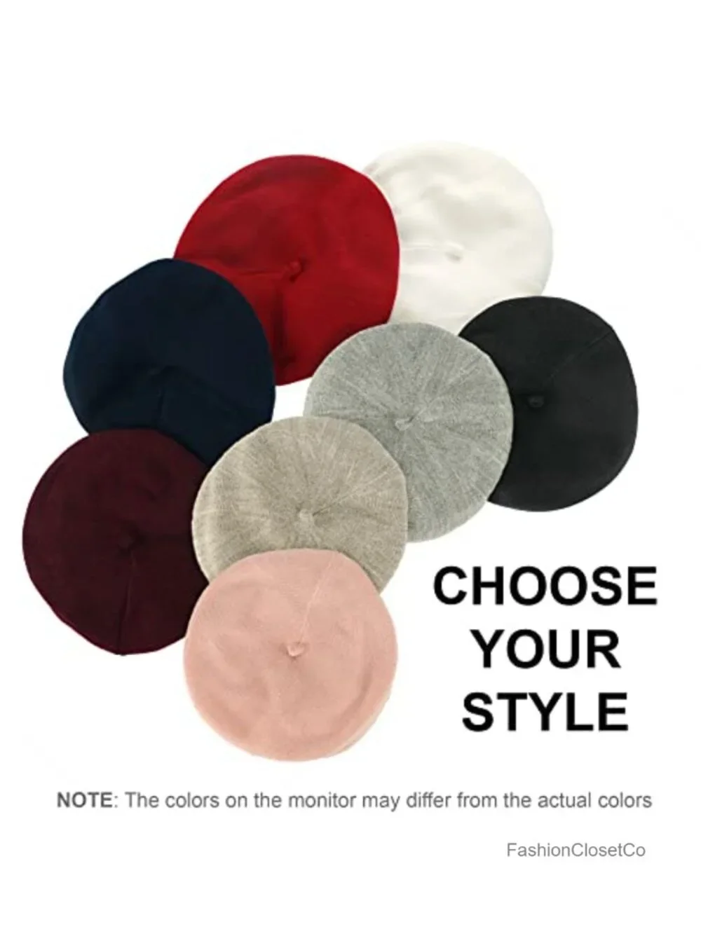 Wool Angora Knit Beret with Fleece Lining - Winter Hat